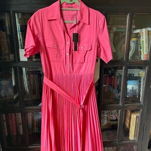 NWT Elie Tahari pink punch shirt dress, Sz 8
